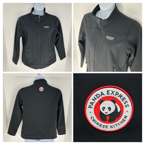 Panda Express Employee Uniform Jacket Size Large Softshell Workwear Black - Picture 1 of 13
